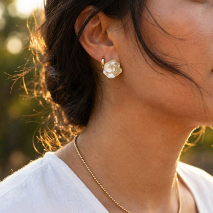 Two Tone Stripe Hoop Earrings
