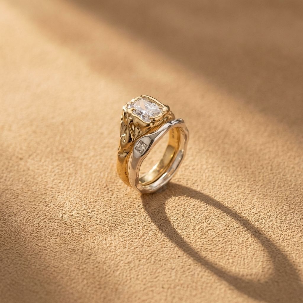 Crystal Bezel Two-Tone Ring