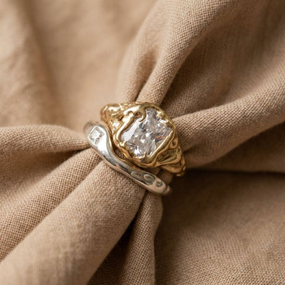 Crystal Bezel Two-Tone Ring