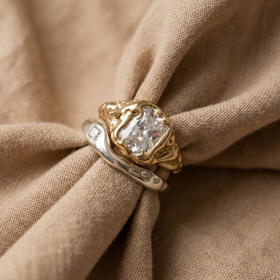 Crystal Bezel Two-Tone Ring