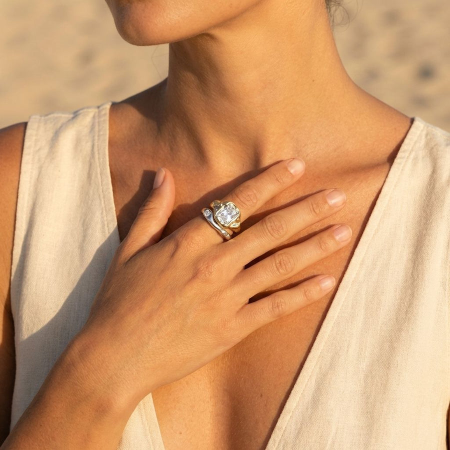 Crystal Bezel Two-Tone Ring