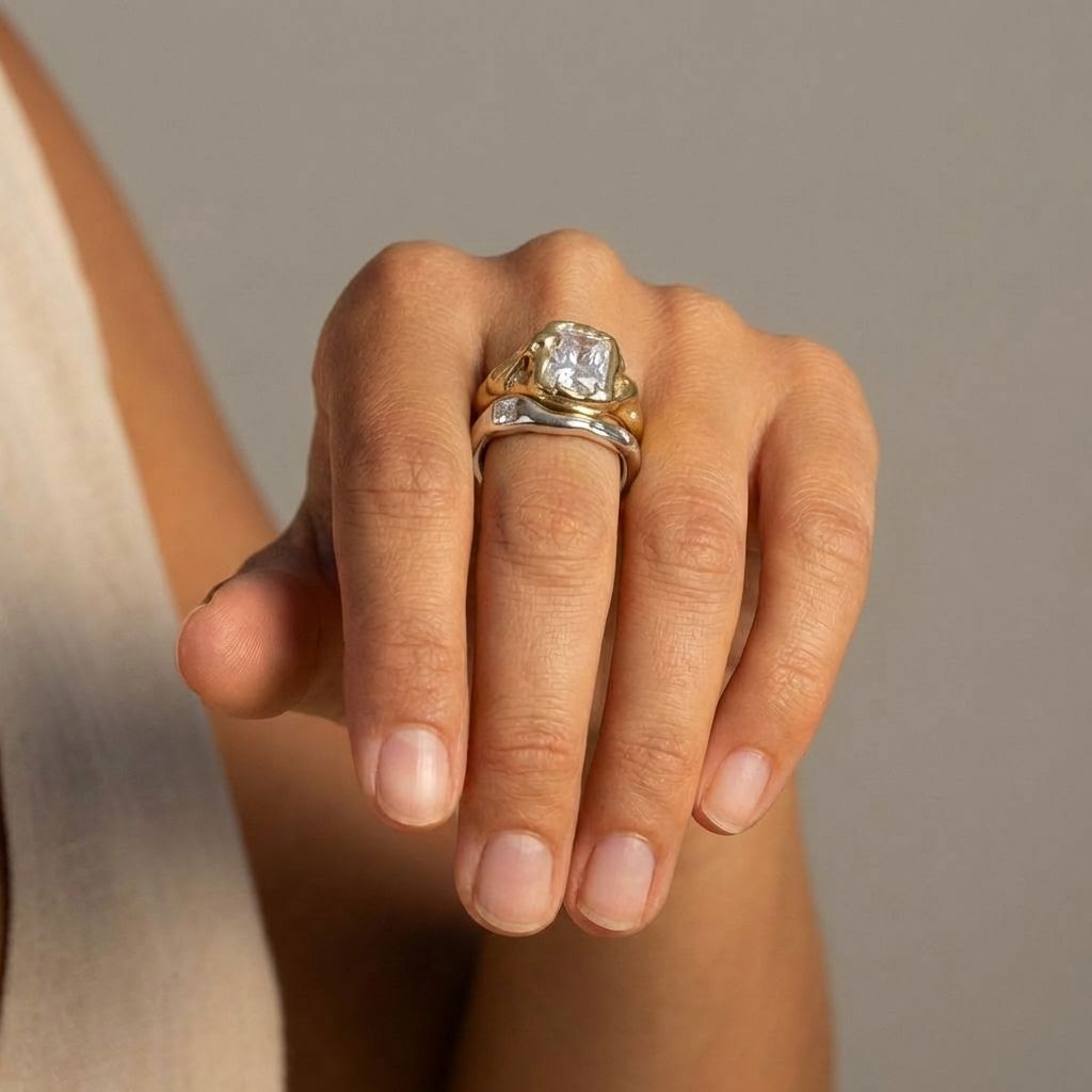 Crystal Bezel Two-Tone Ring