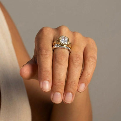 Crystal Bezel Two-Tone Ring