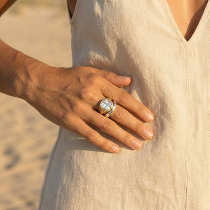 Crystal Bezel Two-Tone Ring