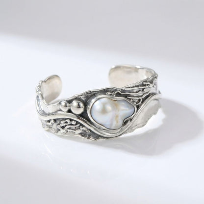 Moonstone Sculpted Wide Ring