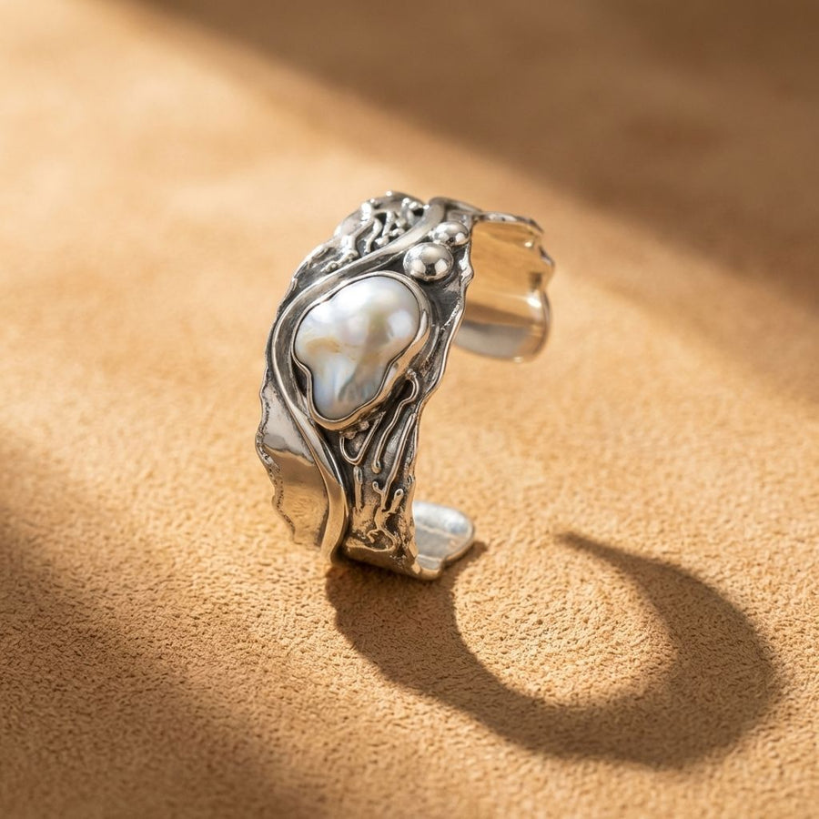 Eveline Wide Sculpted Moonstone Ring