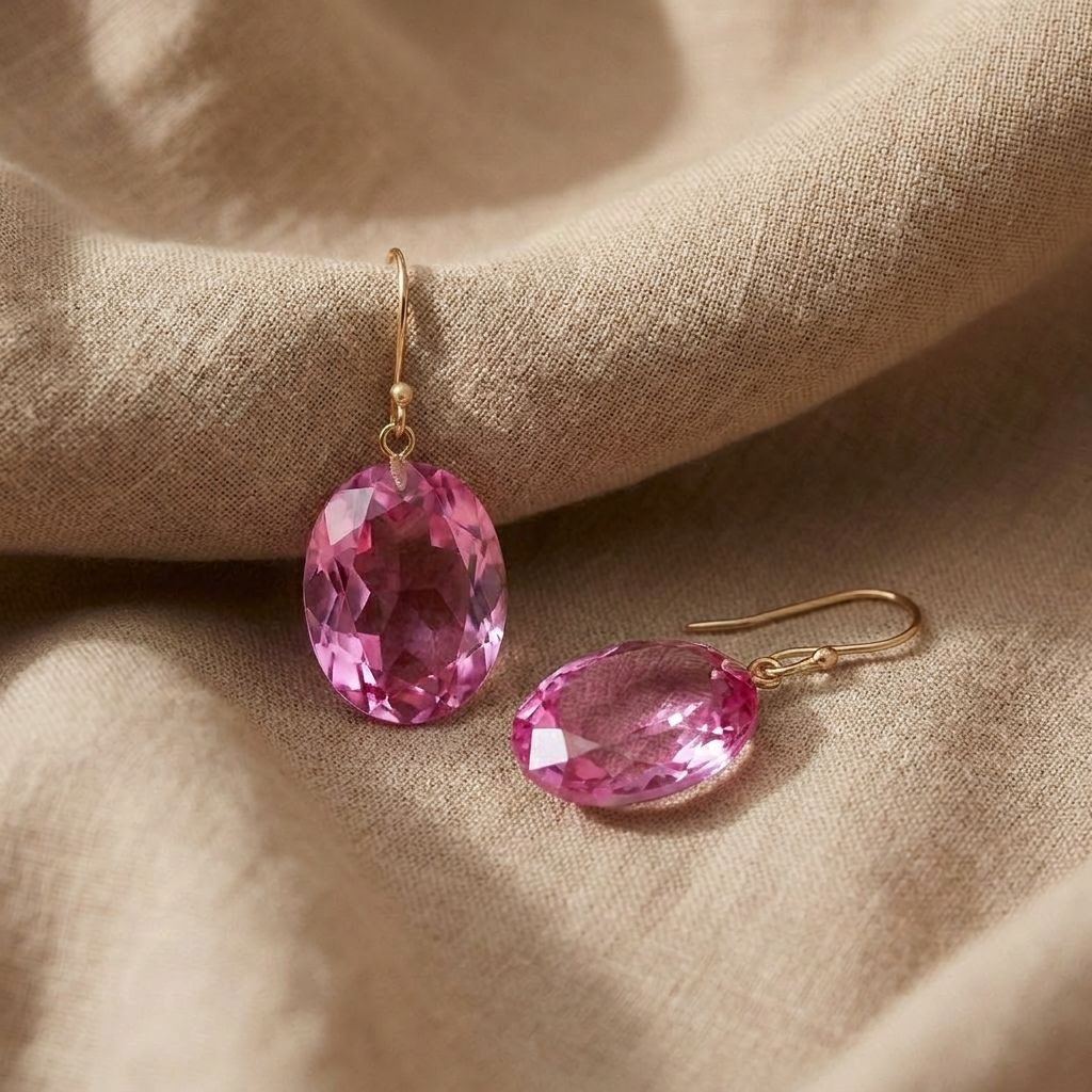 Pink Crystal Drop Earrings