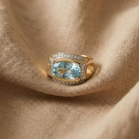 Aquamarine Two-Tone Statement Ring