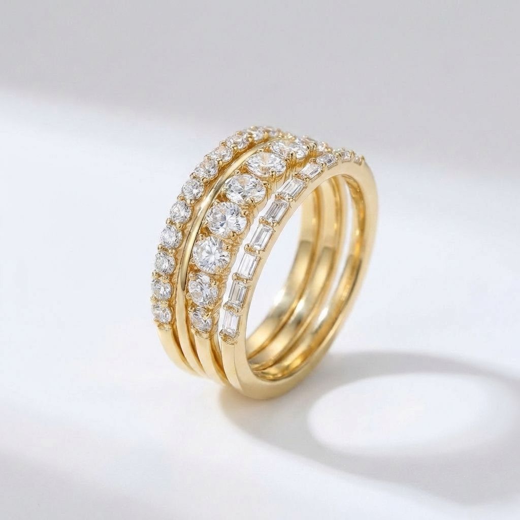 Crystal Gold Eternity Stack Set