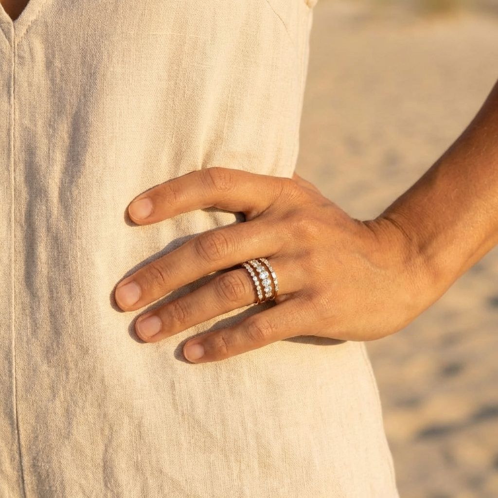 Crystal Gold Eternity Stack Set