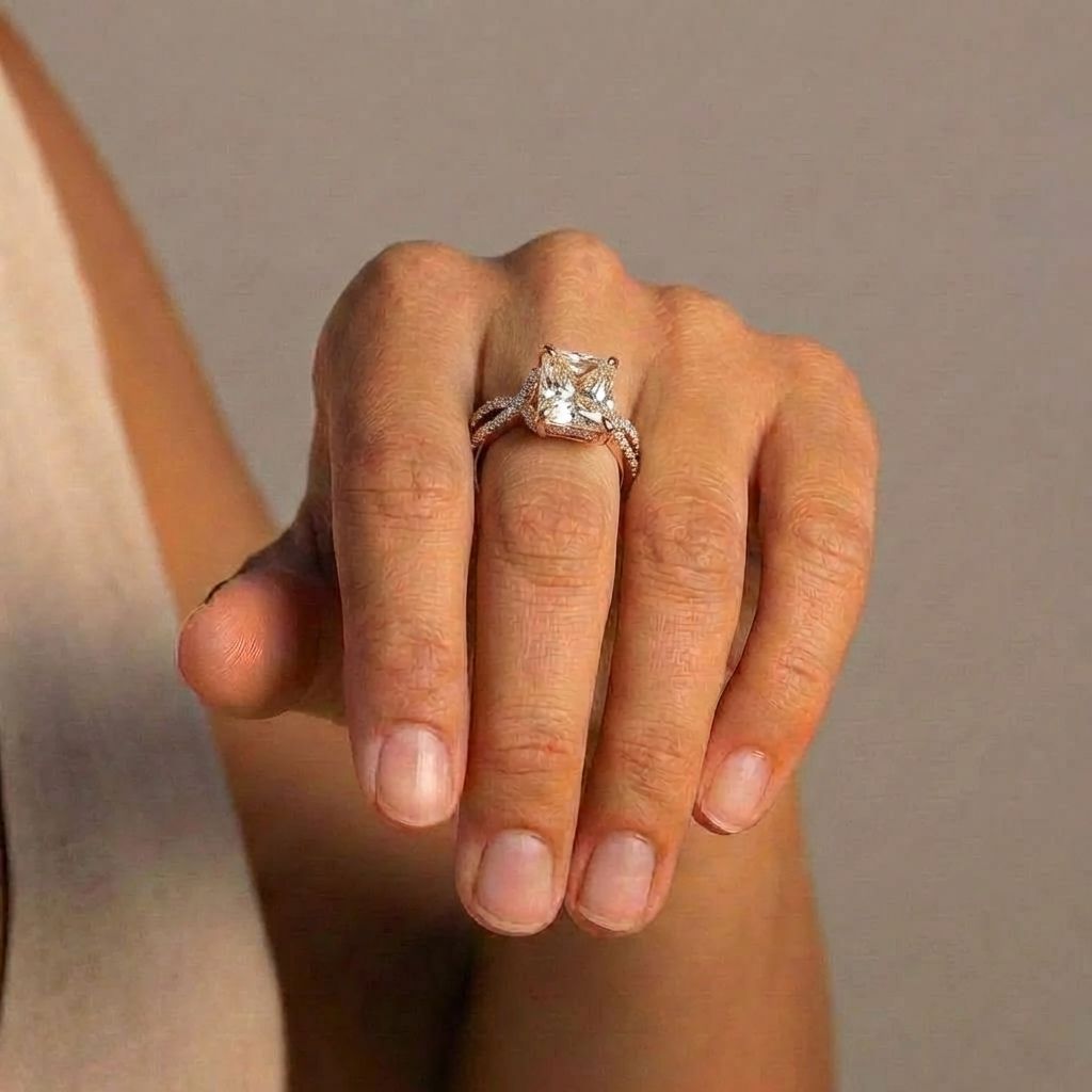 Crystal Solitaire Pave Ring