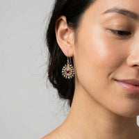 Garnet Pearl Cluster Earrings