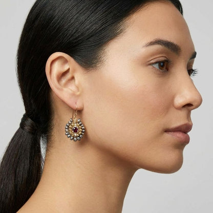 Garnet Pearl Cluster Earrings