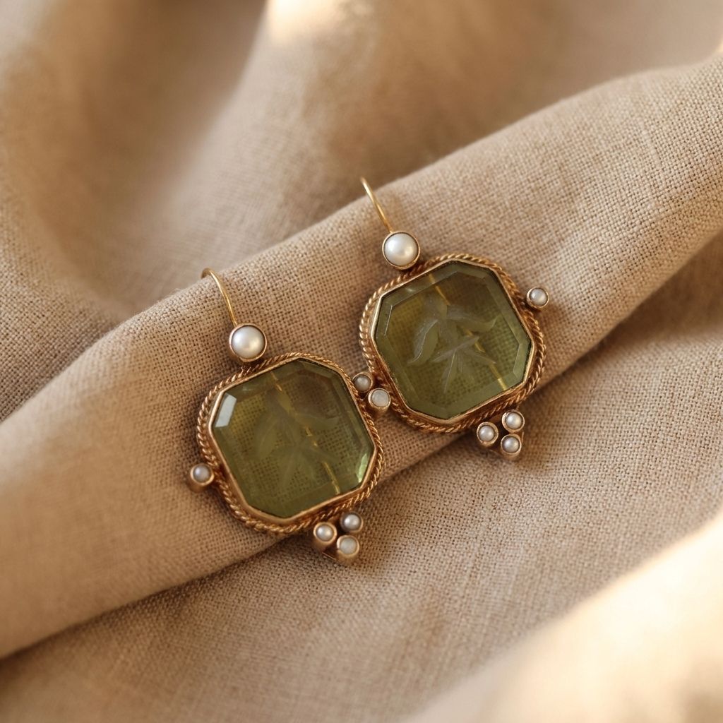Peridot Pearl Drop Earrings