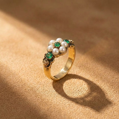 Pearl Daisy Cluster Ring
