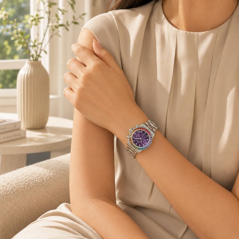 Rainbow Crystal Chronograph Watch