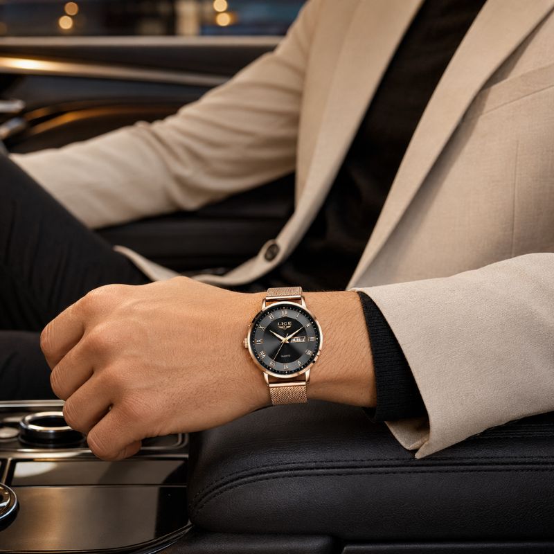 Roman Numeral Mesh Strap Watch