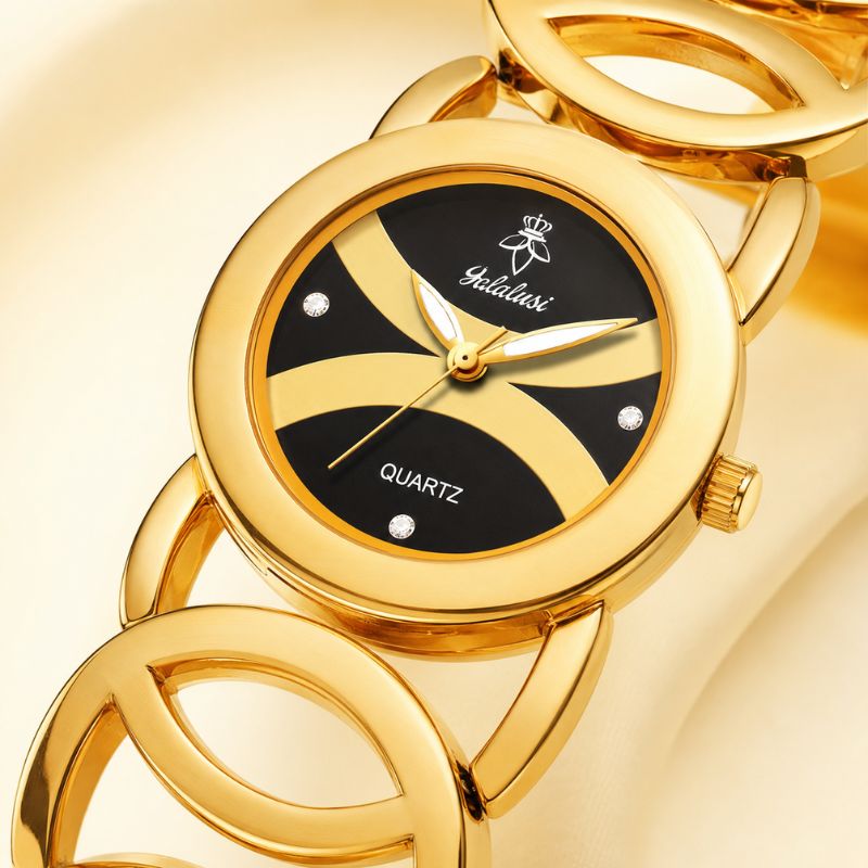 Luxury Gold Oval Women’s Quartz Bracelet Watch