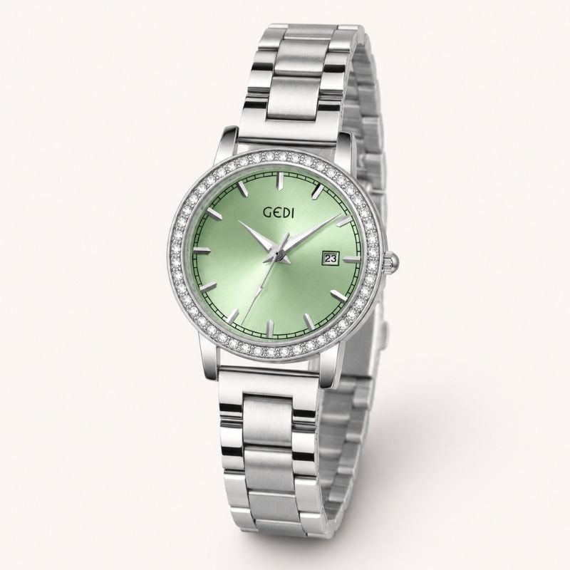 Crystal Bezel Steel Bracelet Watch