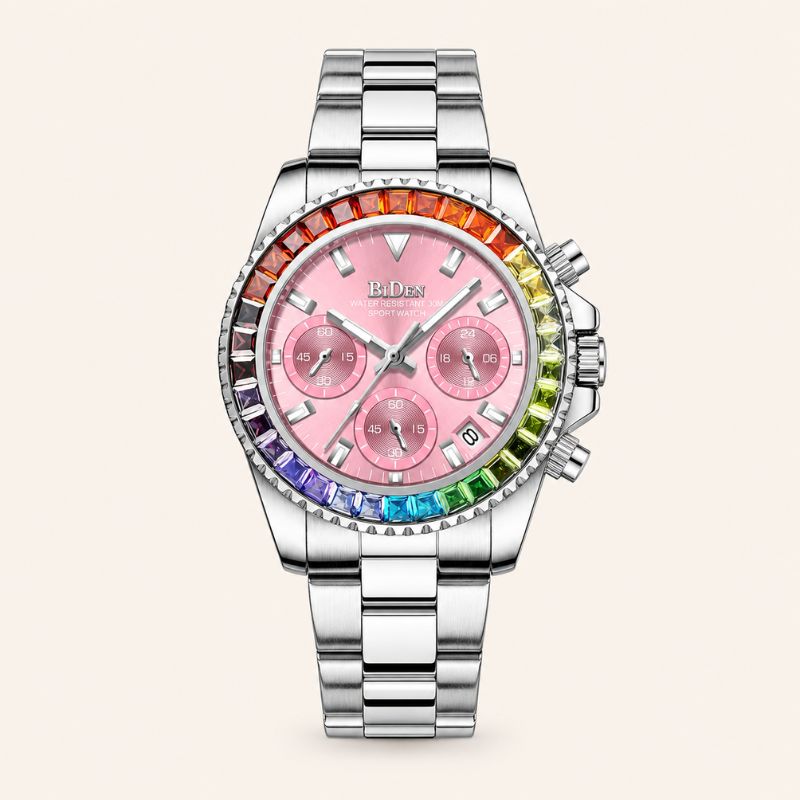 Rainbow Crystal Chronograph Watch