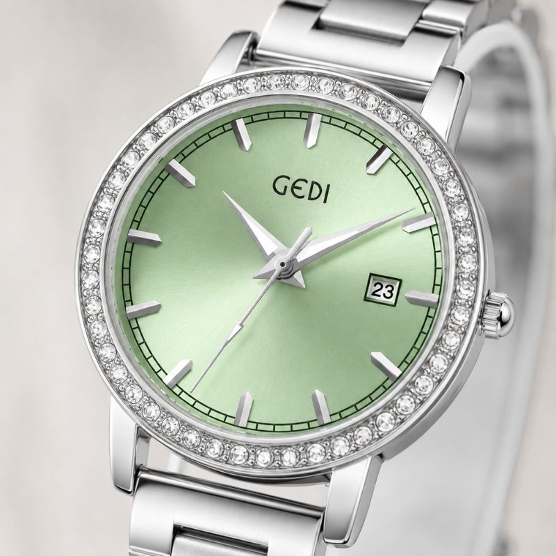 Crystal Bezel Steel Bracelet Watch