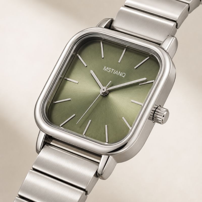 Square Dial Steel Bracelet Watch