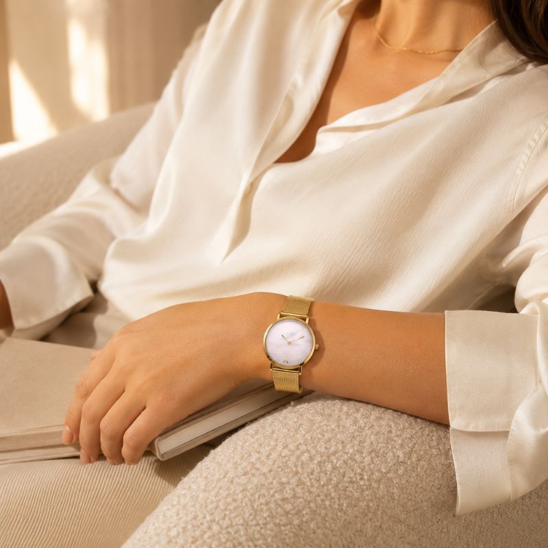Minimalist Marble Dial Mesh Watch