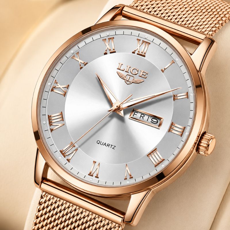 Roman Numeral Mesh Strap Watch