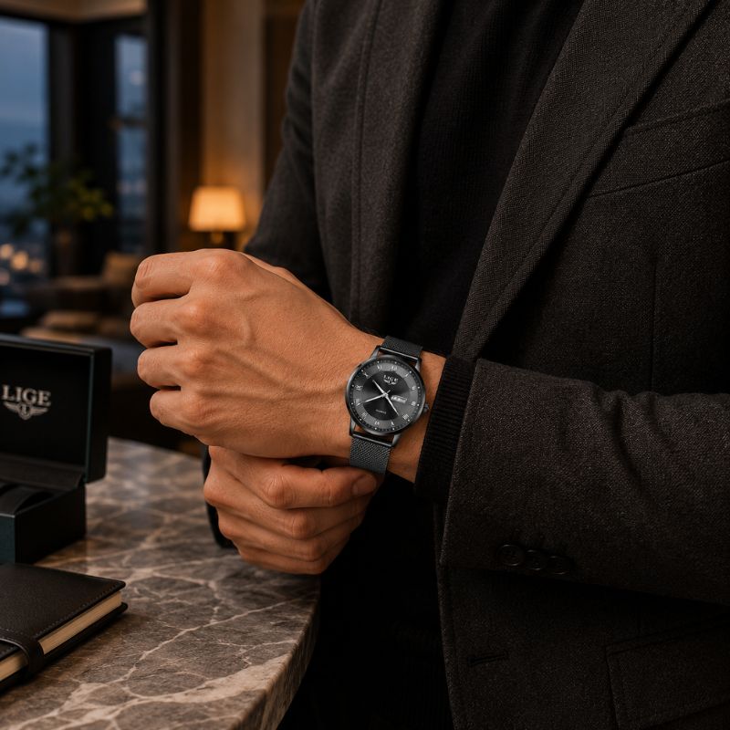 Roman Numeral Mesh Strap Watch
