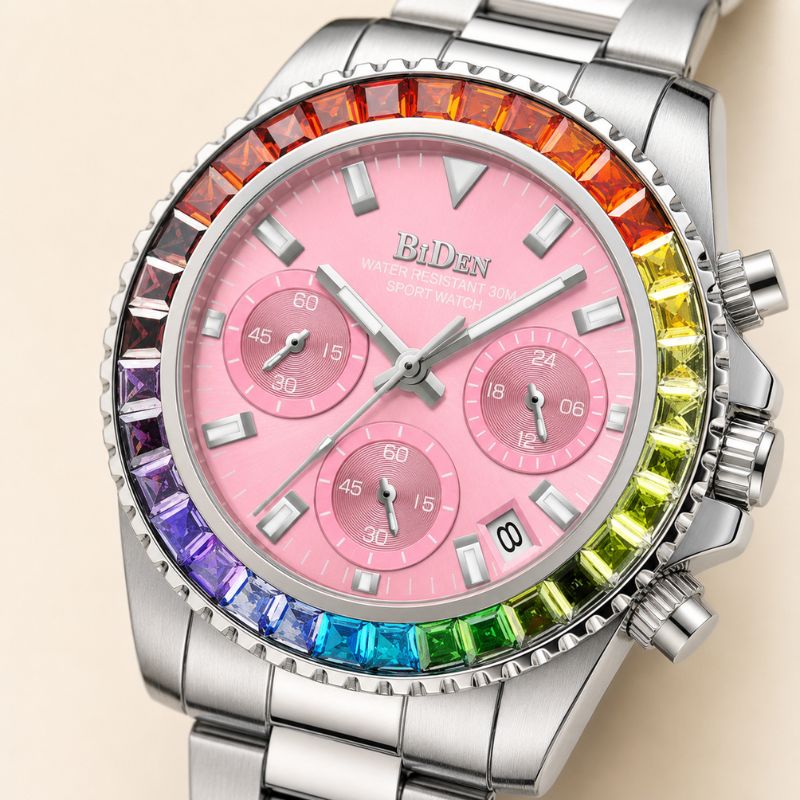 Rainbow Crystal Chronograph Watch