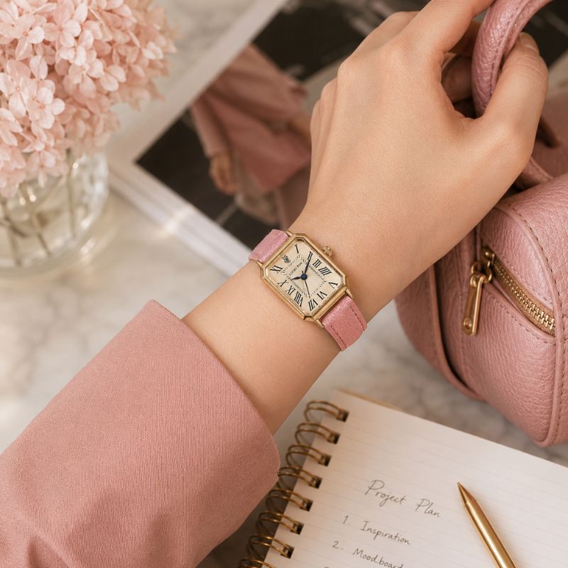 Rectangular Roman Numeral Leather Watch