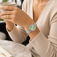 Crystal Bezel Steel Bracelet Watch