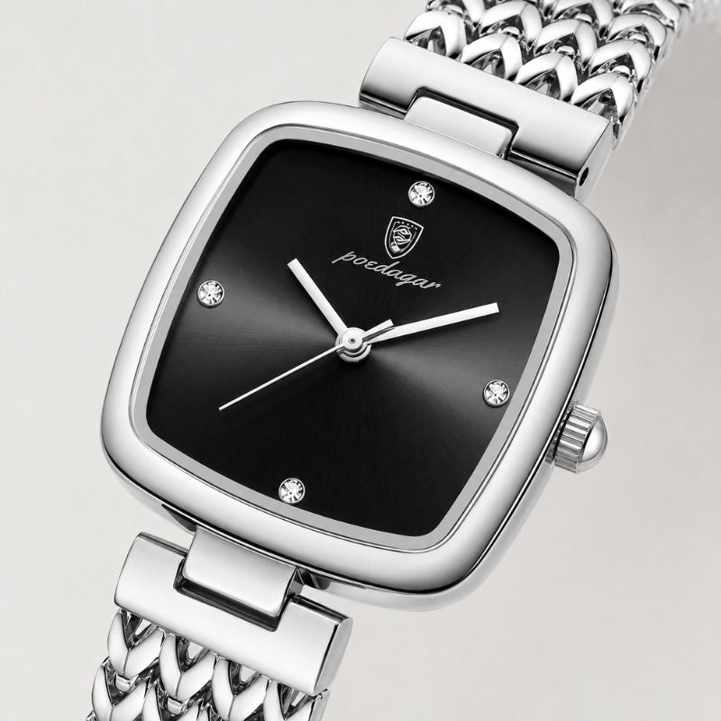 Green Dial Watch with Braided Gold Bracelet