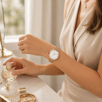 Marble Dial Mesh Bracelet Watch