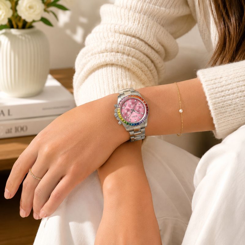 Rainbow Crystal Chronograph Watch