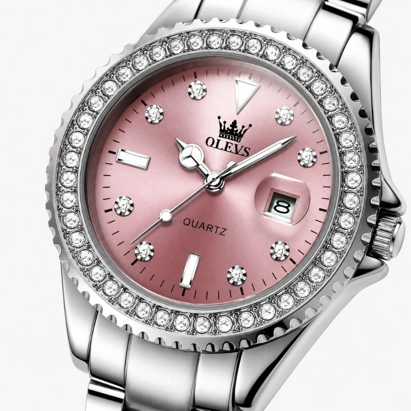 Crystal Bezel Stainless Steel Watch