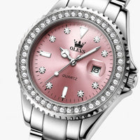 Crystal Bezel Stainless Steel Watch