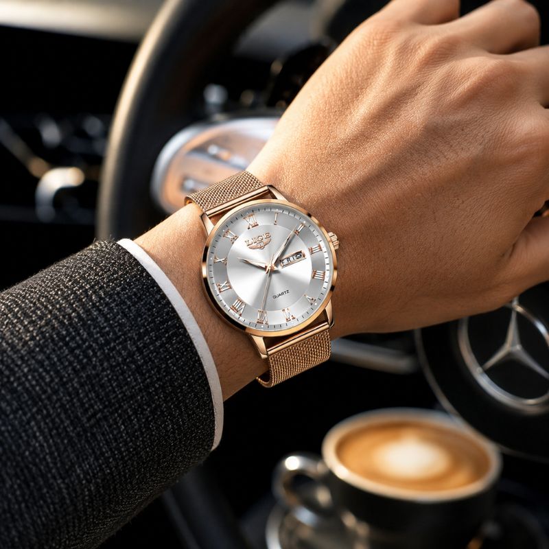 Roman Numeral Mesh Strap Watch