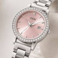 Crystal Bezel Steel Bracelet Watch