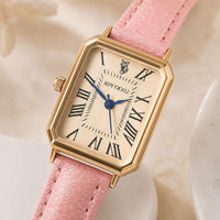 Rectangular Roman Numeral Leather Watch