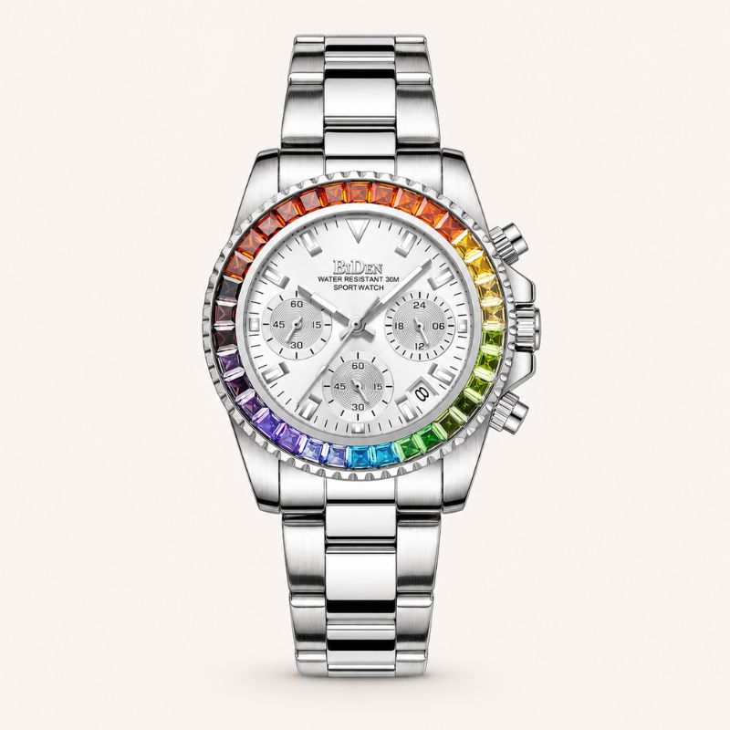Rainbow Crystal Chronograph Watch