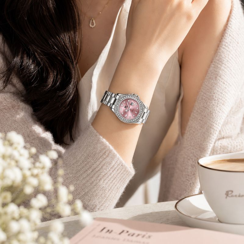 Crystal Bezel Stainless Steel Watch
