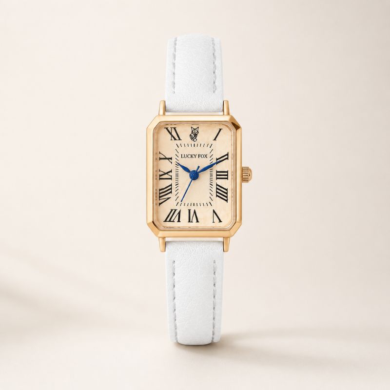 Rectangular Roman Numeral Leather Watch