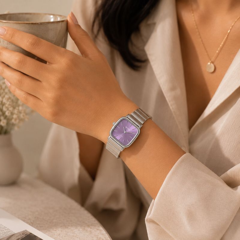 Square Dial Steel Bracelet Watch