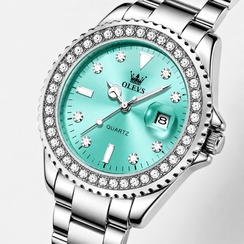 Crystal Bezel Stainless Steel Watch