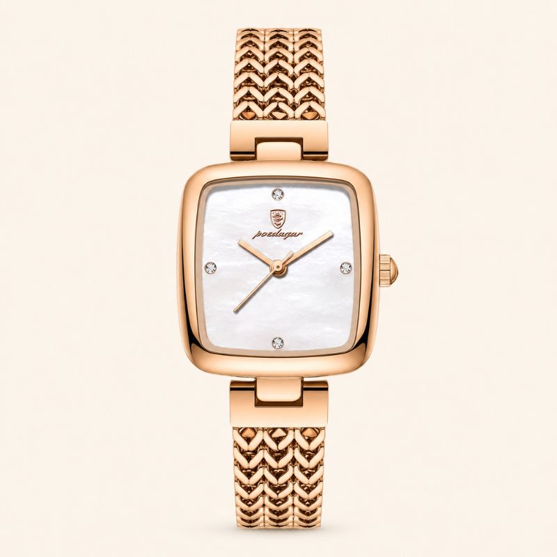 Green Dial Watch with Braided Gold Bracelet