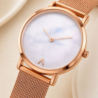 Minimalist Marble Dial Mesh Watch