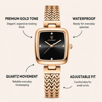 Green Dial Watch with Braided Gold Bracelet