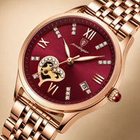 Rose Gold Open-Heart Bracelet Watch