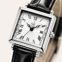 Square Roman Numeral Leather Watch